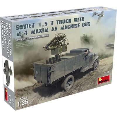 Mini Art Sowjetischer 1:35 Militärtruck mit M-4 Maxim AA Geschütz Mini Art Sowjetischer 1:35 Militärtruck mit M-4 Maxim AA Geschütz