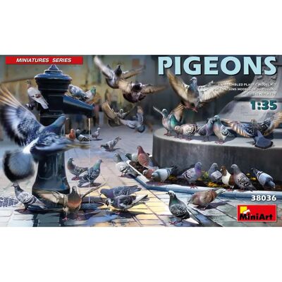 Miniart Pigeons - Kit modèle plastique 36 pièces - 1:35 Miniart Pigeons - Kit modèle plastique 36 pièces - 1:35