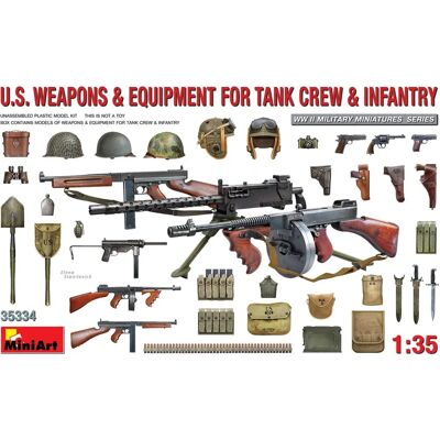 MiniArt Set armi e attrezzature equipaggio carri armati US Army - Modello in plastica MiniArt Set armi e attrezzature equipaggio carri armati US Army - Modello in plastica