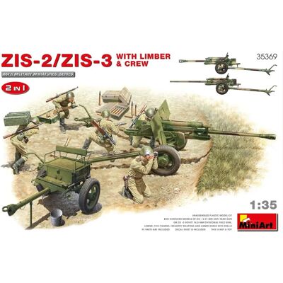 Mini Art ZIS-2/ZIS-3 mit Limber & Crew - 1:35 Modellfiguren Mini Art ZIS-2/ZIS-3 mit Limber & Crew - 1:35 Modellfiguren