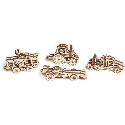 Zestaw Modeli Ugears Pojazdy - 4 Miniaturowe Modele Drewniane - Puzzle Antystresowe Zestaw Modeli Ugears Pojazdy - 4 Miniaturowe Modele Drewniane - Puzzle Antystresowe