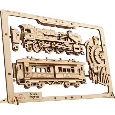 Ugears Steam Express Puzzle - Dřevo - 79 Kousků - 28,9x21,5x6,2cm - Puzzle Ugears Steam Express Puzzle - Dřevo - 79 Kousků - 28,9x21,5x6,2cm - Puzzle