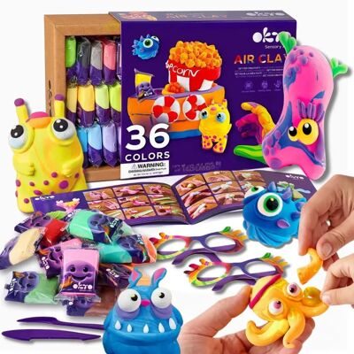 OKTO Sensorische Kunst Lufttrocknende Tonmodellier-Set - 36 Farben, Kreativ Kit OKTO Sensorische Kunst Lufttrocknende Tonmodellier-Set - 36 Farben, Kreativ Kit