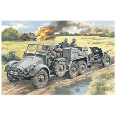 ICM 1:72 Krupp L2H143 Kfz.69 Artillery Tractor & PaK 36 Gun Militärmodellbausatz ICM 1:72 Krupp L2H143 Kfz.69 Artillery Tractor & PaK 36 Gun Militärmodellbausatz
