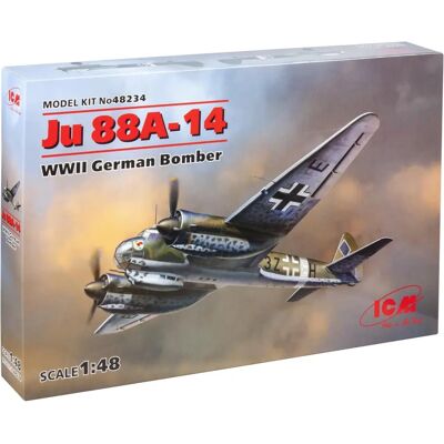 ICM Junkers Ju-88A-14 WWII Bomber Modellbausatz - 1:48 Scale ICM Junkers Ju-88A-14 WWII Bomber Modellbausatz - 1:48 Scale