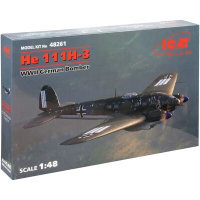 Maquette Heinkel He-111H-3 Bombardier WWII - 1:48 Kit - Publicité Maquette Heinkel He-111H-3 Bombardier WWII - 1:48 Kit - Publicité