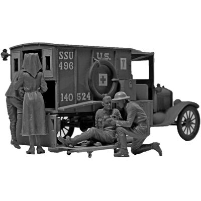 ICM WWI US Medical Personnel - 4 Figuren - Maßstab 1:35 - Militärmodellbausatz ICM WWI US Medical Personnel - 4 Figuren - Maßstab 1:35 - Militärmodellbausatz