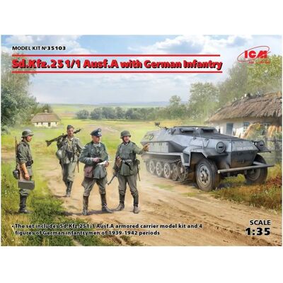 Kit de Modèle Militaire ICM 1:35 Sd.Kfz.251/1 Ausf.A avec Infanterie Allemande - Publicité Kit de Modèle Militaire ICM 1:35 Sd.Kfz.251/1 Ausf.A avec Infanterie Allemande - Publicité