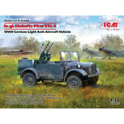 ICM 1:35 WWII Deutsches Flugabwehrfahrzeug Kunststoffbausatz - Modell 35584 ICM 1:35 WWII Deutsches Flugabwehrfahrzeug Kunststoffbausatz - Modell 35584