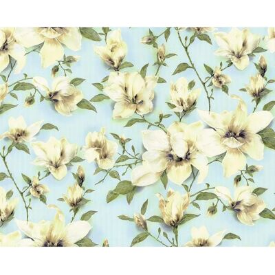 EDEM 9080-29 Papel de Flores No Tejido - Azul, Verde, Blanco - 10.65m2 EDEM 9080-29 Papel de Flores No Tejido - Azul, Verde, Blanco - 10.65m2