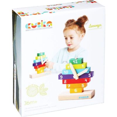 Puzzle orologio in legno colorato Cubika - Giocattolo educativo Puzzle orologio in legno colorato Cubika - Giocattolo educativo