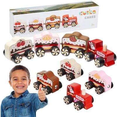 Cubika Holzspielzeug - Zug "Cakes" Mehrfarben - Holzspielzeugzug Cubika Holzspielzeug - Zug "Cakes" Mehrfarben - Holzspielzeugzug