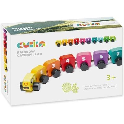 Cubika Regenbogen Holz Caterpillar - Lernspielzeug Cubika Regenbogen Holz Caterpillar - Lernspielzeug