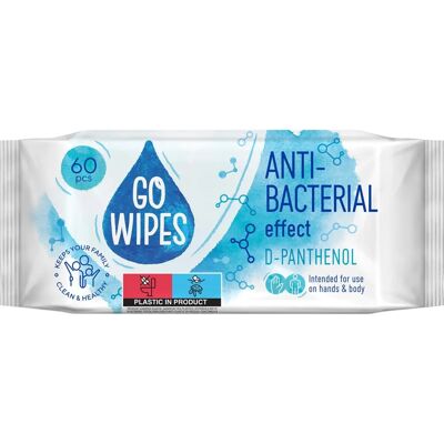 GoWipes D-Panthenol Antibacteriële Vochtige Doekjes - Handen & Lichaam - 60 stuks GoWipes D-Panthenol Antibacteriële Vochtige Doekjes - Handen & Lichaam - 60 stuks