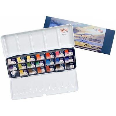 Rosa Gallery Watercolour - 21 Whole Pan Tin Set - Landscape Rosa Gallery Watercolour - 21 Whole Pan Tin Set - Landscape