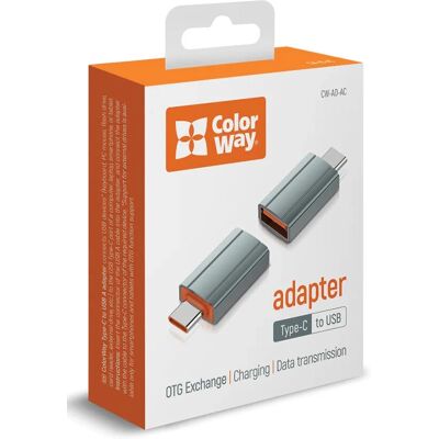 COLORWAY - AD-AC - USB-A vers USB-C - Gris - Adaptateur COLORWAY - AD-AC - USB-A vers USB-C - Gris - Adaptateur