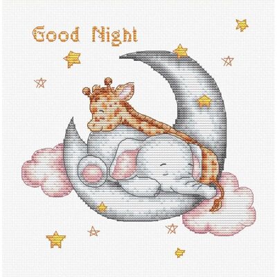 ART Korssting kit - Godnatt - Korsstingset med tyg, tråd, nål och mönster ART Korssting kit - Godnatt - Korsstingset med tyg, tråd, nål och mönster