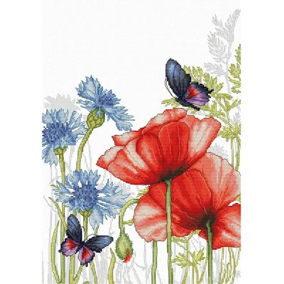CORICAMO - Maki i motyle - 22.5x31 cm - Zestaw krzyżykowy CORICAMO - Maki i motyle - 22.5x31 cm - Zestaw krzyżykowy