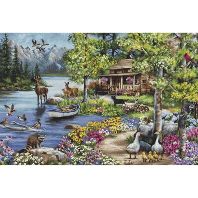 Stickset - Beiges Aida - 51x34cm - Kreuzstich-Kit Stickset - Beiges Aida - 51x34cm - Kreuzstich-Kit