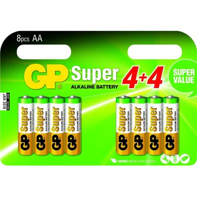 GP Batterijen LR6 Alkaline AA - Wegwerp, 4 stuks GP Batterijen LR6 Alkaline AA - Wegwerp, 4 stuks