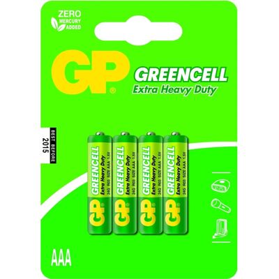 GP Batteries Greencell AAA - Pile au Zinc-Charbon - Pack de 4 - Publicité GP Batteries Greencell AAA - Pile au Zinc-Charbon - Pack de 4 - Publicité