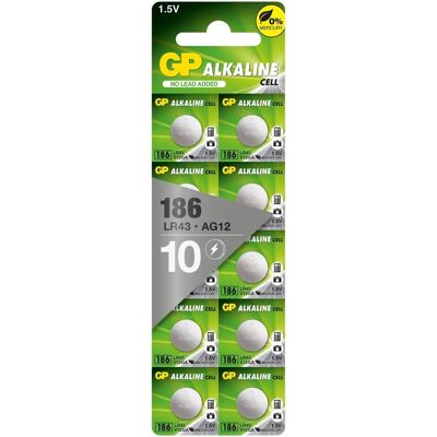 GP LR43 Pile bouton - Pack de 10 - Non rechargeable - Publicité GP LR43 Pile bouton - Pack de 10 - Non rechargeable - Publicité