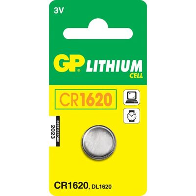 Pile bouton lithium GP CR1620 - 3V, 78mAh Pile bouton lithium GP CR1620 - 3V, 78mAh