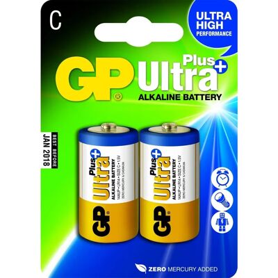 GP Batteri Ultra Plus Alkaline C - Pålitelige Batterier, 1.5V GP Batteri Ultra Plus Alkaline C - Pålitelige Batterier, 1.5V
