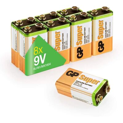 Baterie GP Batteries 9V Super Alkaline - Extra Dlouhá Výdrž - Vhodná pro Všechna Zařízení 9V Baterie GP Batteries 9V Super Alkaline - Extra Dlouhá Výdrž - Vhodná pro Všechna Zařízení 9V
