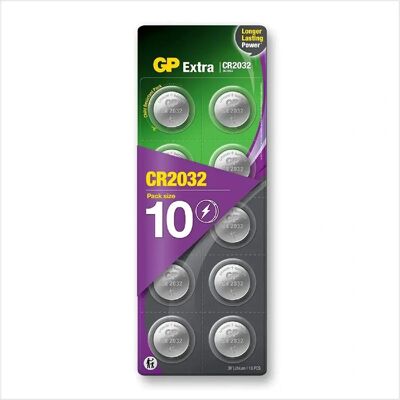 GP Extra - CR2032 - 3V lithium - Pack de 10 - Batterie - Publicité GP Extra - CR2032 - 3V lithium - Pack de 10 - Batterie - Publicité