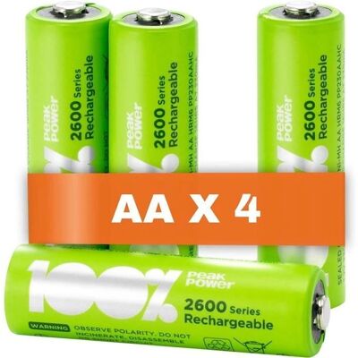 PeakPower - AA NiMH LR06 - Taille AA - Batterie rechargeable - Publicité PeakPower - AA NiMH LR06 - Taille AA - Batterie rechargeable - Publicité