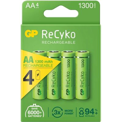GP Batteries - Blister 4 piles rechargeables AA 1300mAh - Publicité GP Batteries - Blister 4 piles rechargeables AA 1300mAh - Publicité