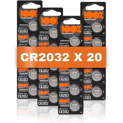 PeakPower CR2032 Piles au Lithium 3V - Batteries - Publicité PeakPower CR2032 Piles au Lithium 3V - Batteries - Publicité