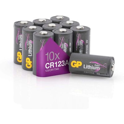 Pile au lithium GP Batteries CR123A - Pack de 10 - Longue durée, Haute efficacité - Publicité Pile au lithium GP Batteries CR123A - Pack de 10 - Longue durée, Haute efficacité - Publicité