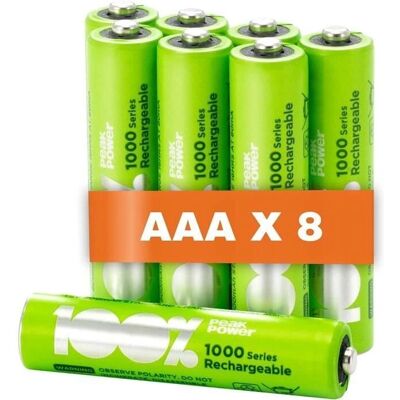 PeakPower - AAA 1.2V NiMH LR03 - 8-pack - Rechargeable - Batterie - Publicité PeakPower - AAA 1.2V NiMH LR03 - 8-pack - Rechargeable - Batterie - Publicité