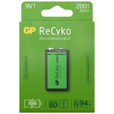 GP Batteries GP Recyko 200mAh Uudelleenladettava 9V NiMH - Uudelleenladattava paristo GP Batteries GP Recyko 200mAh Uudelleenladettava 9V NiMH - Uudelleenladattava paristo