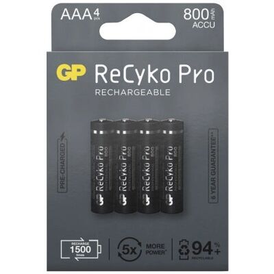 Piles NiMH AAA ReCyko Pro de GP Batteries - Pack de 4 - Publicité Piles NiMH AAA ReCyko Pro de GP Batteries - Pack de 4 - Publicité