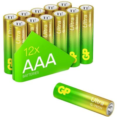 Piles AAA GP Ultra G-Tech LR03 12 pièces - Publicité Piles AAA GP Ultra G-Tech LR03 12 pièces - Publicité
