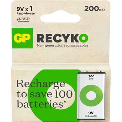 GP Batteries ReCyko Pro 9V Rechargeable Battery - NiMH GP Batteries ReCyko Pro 9V Rechargeable Battery - NiMH