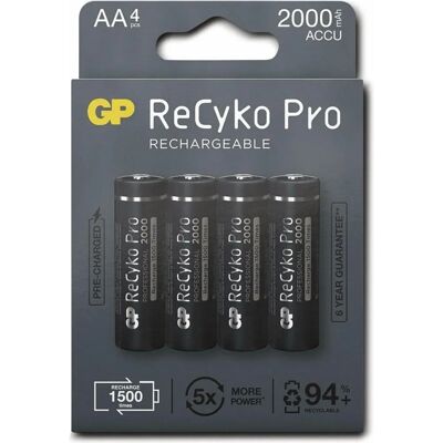 Uudelleenladataavat AA-paristot GP ReCyko Pro - 2000mAh, 4-pack Uudelleenladataavat AA-paristot GP ReCyko Pro - 2000mAh, 4-pack