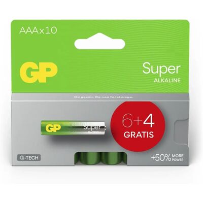 Piles GP Super Alcalines AAA 6+4 - Publicité Piles GP Super Alcalines AAA 6+4 - Publicité