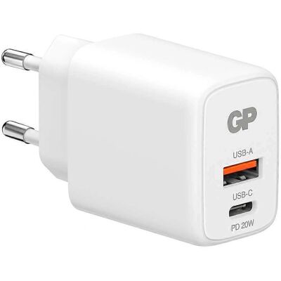 GP Weiß 20W Wandladegerät mit USB-A & C - Schnelles Laden GP Weiß 20W Wandladegerät mit USB-A & C - Schnelles Laden