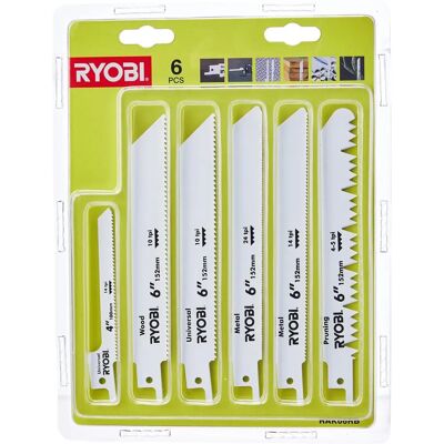 Conjunto de 6 lâminas Ryobi RAK06RB - Metal Conjunto de 6 lâminas Ryobi RAK06RB - Metal