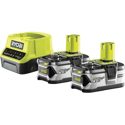 Ryobi - 2er Pack 18V OnePlus 4.0Ah Akkus + Schnellladegerät 2.0Ah Lithium RC18120-240 Ryobi - 2er Pack 18V OnePlus 4.0Ah Akkus + Schnellladegerät 2.0Ah Lithium RC18120-240
