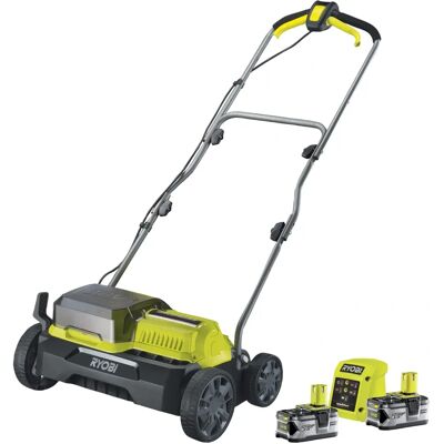 Ryobi - Vertikutátor na trávník - 35cm šířka - 2x 4,0 Ah baterie - Bezuhlíkový - 55L vak Ryobi - Vertikutátor na trávník - 35cm šířka - 2x 4,0 Ah baterie - Bezuhlíkový - 55L vak