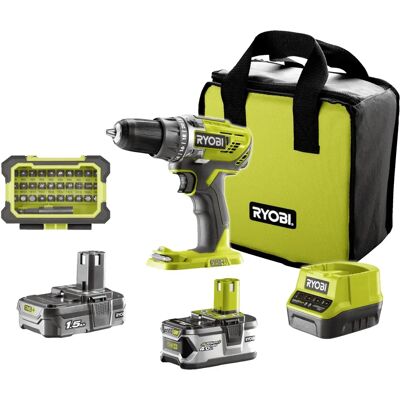 Ensemble Perceuse-visseuse RYOBI 18V - 2 Batteries, 31 Accessoires - Publicité Ensemble Perceuse-visseuse RYOBI 18V - 2 Batteries, 31 Accessoires - Publicité