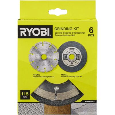 Ryobi Angle Grinder Accessories Set - 115mm, 6 pcs Ryobi Angle Grinder Accessories Set - 115mm, 6 pcs