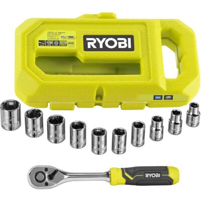 Set de 10 pièces à cliquet et douilles Ryobi - RHRS10PC Set de 10 pièces à cliquet et douilles Ryobi - RHRS10PC