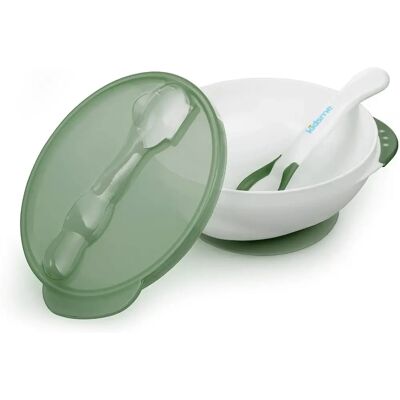 KidsMe Baby Tallerken med sugekopps & termometer - Grønn - Baby Matset KidsMe Baby Tallerken med sugekopps & termometer - Grønn - Baby Matset