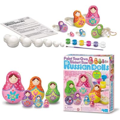 4M Russian Dolls Craft Kit - Paint Your Own Trinket Boxes 4M Russian Dolls Craft Kit - Paint Your Own Trinket Boxes